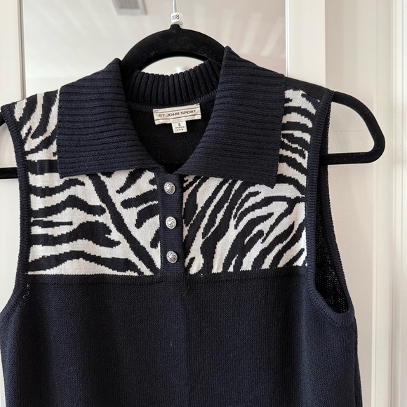 St John Sport Size Small Color Blue White Wool and Rayon Dress - Picture 3 of 6